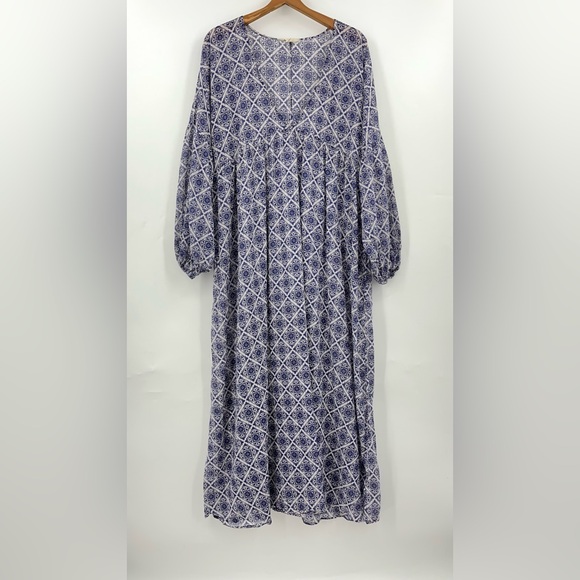 Boden US 14 Sarah Kaftan Dress Blue 0298 Ribbon maxi Paisley Whirl long sleeve - Picture 2 of 12